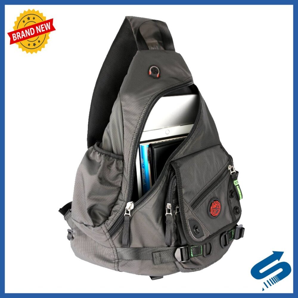 Large Laptop Sling Backpack Water-Resistant Nylon Multi-Compartment Travel Bag